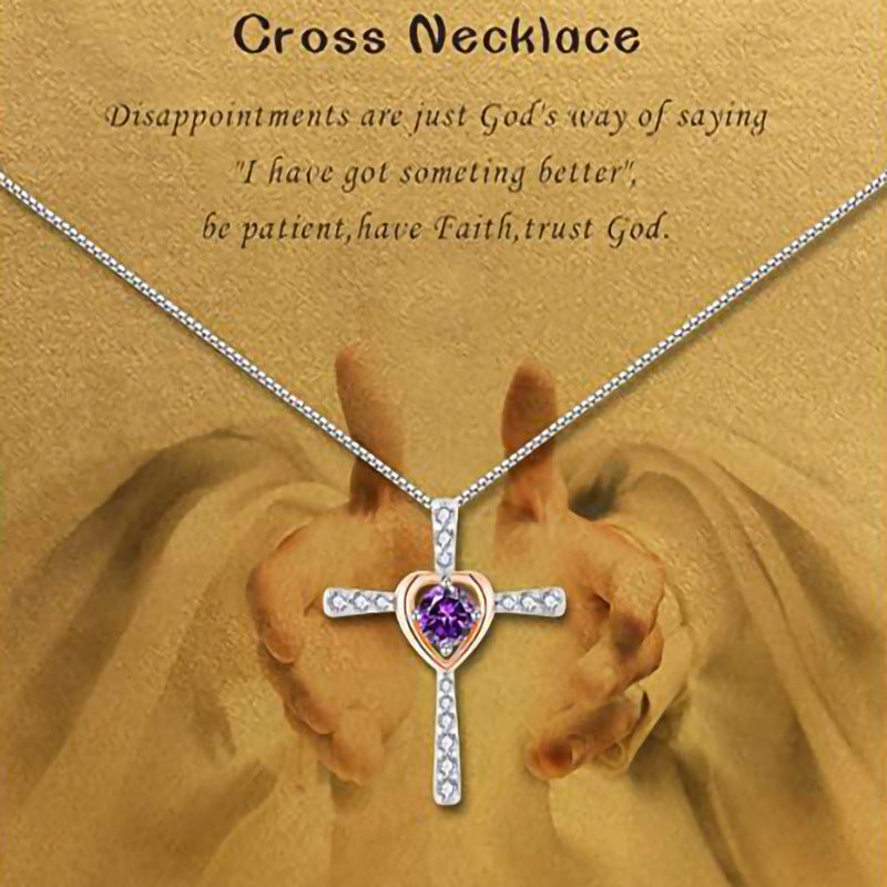 Wholesale Heart Shaped Hao Stone Cross Ladies Necklaces